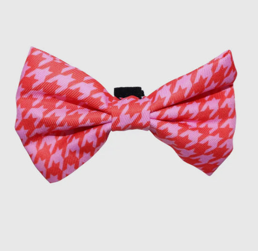 Pink & Red Houndstooth Bow tie